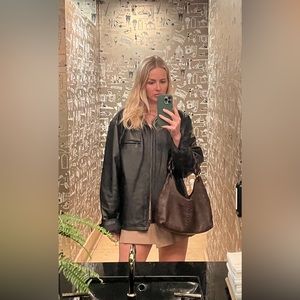 Vintage Wilson black leather oversized jacket